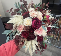 Burgundy Rose Wedding bouquet/Bridal bouquet/Burgundy Wedding Flower/Customized