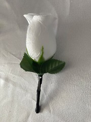 Wedding Bouquet Set, Black & White Roses, Black Velvet Bows, 21 Pc Flowers