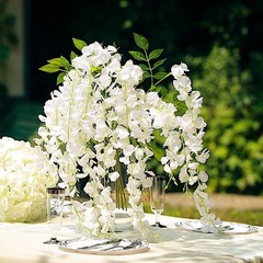 IVORY 44″ tall Silk Wisteria Flowers Hanging Vine Bush Wedding Centerpieces