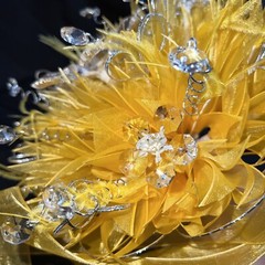 Quinceañera Bouquet Yellow/ Silver with Hair Accessory Ramo Quinceañera Sweet 16