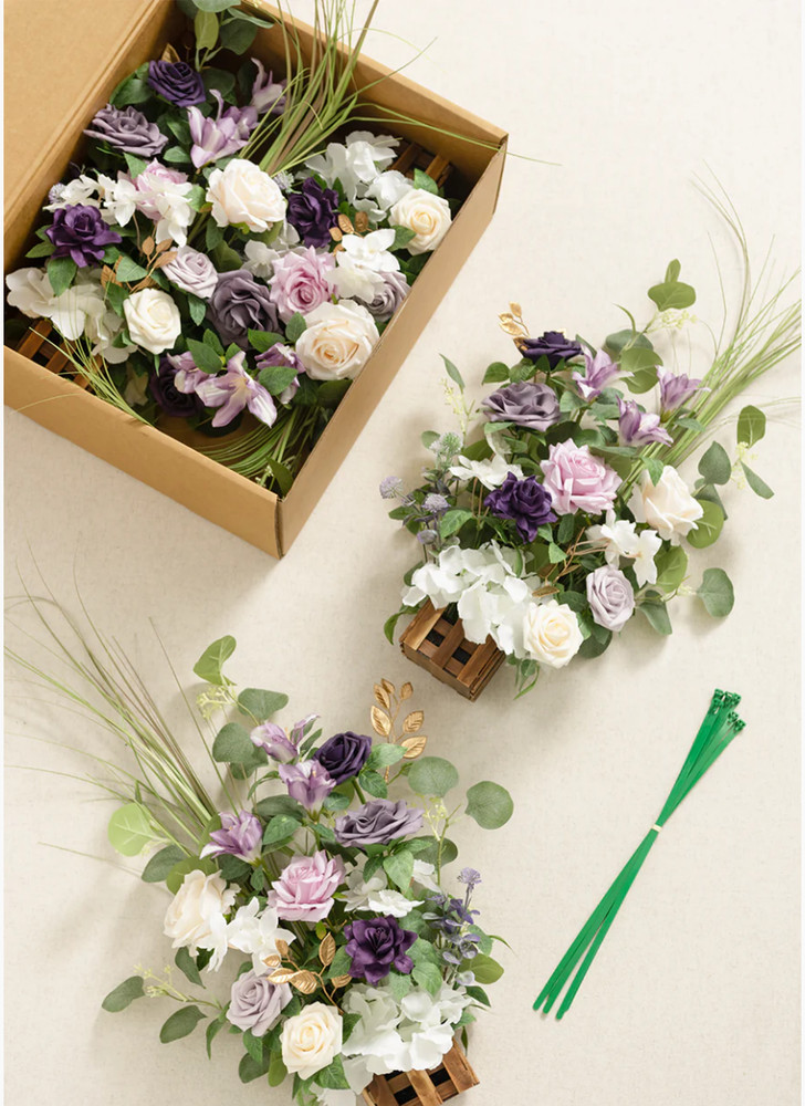 Ling’s Moment Aisle Runner Purple (Lilac & Gold) Faux Flower Set!
