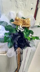 12pc wedding pew bows Black Gold & White Rush orders Available & Any Color