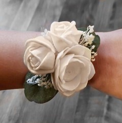 White Cream Bridal Bouquet Sola Wood Bridesmaid Flower Artificial Wedding Decor