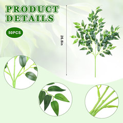 50 Pcs Artificial Italian Ruscus Greenery Stems 26.8 Inch Hanging Spray Fake Gre