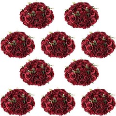 Flower Wedding Centrepieces for Tables: 10 Pcs Burgundy Artificial Flowers Ro…