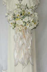 Feather and Flower Gypsy Boho Silk Wedding Bouquet