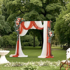 36.61 In. H Square Artificial Wedding Arch Flowers Kit, Orange Wedding Arch Flow
