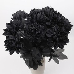 10 Pcs Artificial Dahlia Flowers – 16″ Silk Faux Dahlia Fake Flower with Black