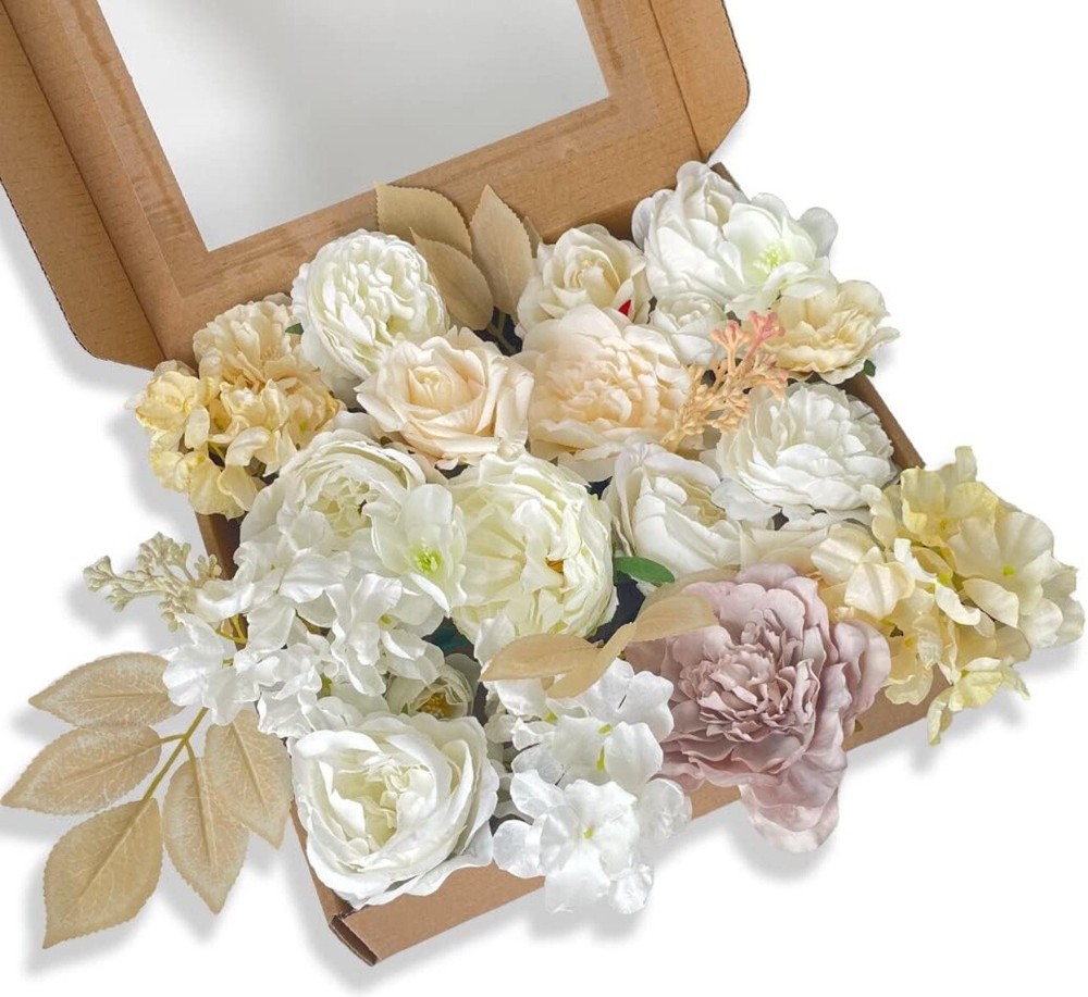 28 Artificial Flowers Combo Box for DIY Wedding Bouquets Centerpiece Cake Decor