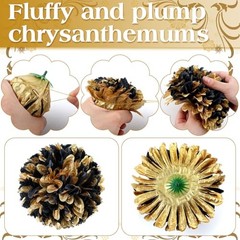 Knitgrip 3 Pcs Homecoming Mum Flowers 6.5″ Silk Homecoming Mum – Black and Gold