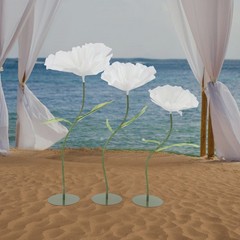 3pcs Artificial Handmade Free Standing Decoration Corn Poppy Flower Round Bases