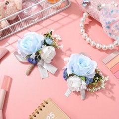 1 Set Durable Wristlet Flower Corsage and Brooch Set for Prom Wedding Decoration