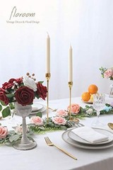 Artificial Flowers 25pcs Real Looking Blush Foam Fake Roses with Stems for