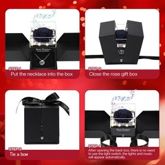 Gifts for Her – Preserved Real Rose with Necklace I Love You in Black