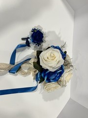 10″ White & Blue Prom + Wedding Artificial Flowers bouquet free shipping