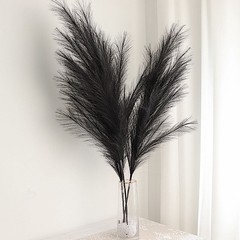3 BLACK 44″ ARTIFICIAL Pampas Grass SPRAYS Faux Plant STEMS Party Decorations