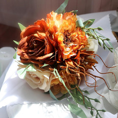 Ivory & Orange Bridesmaid Bouquet Set – 4 Elegant Floral Arrangements