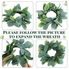 Panelee 20 Pcs Wedding Candle Rings Wreaths Green Eucalyptus Leaves Artificia…
