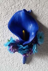Peacock Royal Blue Purple Turquoise Calla Lily Bridal Wedding Bouquet Accessorie