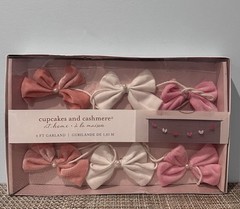 Cupcakes and Cashmere Valentine’s Day Bow Garland 6ft Pinks & White Pearl Center