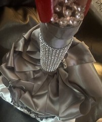 Bride Brooch Bouquet Wedding Silver Grey Base Clear Rhinestones￼ 5pc set