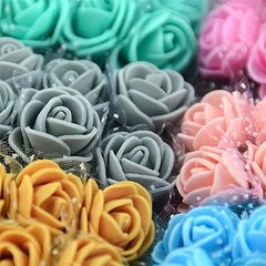 144Pcs Mini PE Foam Rose Heads Red Lace Flowers DIY Wedding Home Decor 2cm