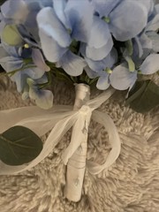 Lot Of 3 Blue Hydrangea & White Bridal Bouquet Bridesmaid Wedding Flowers