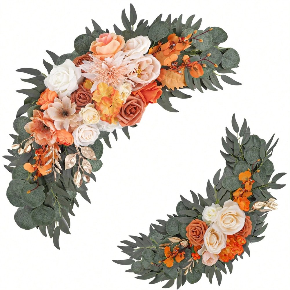 2pc Artificial White Rose Swag Greenery Garland Wedding Arch Backdrop Decor