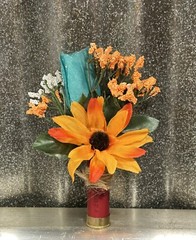 Shotgun Shell Boutonnière w/ Flower Mix, Wrapped in Burlap String Wedding