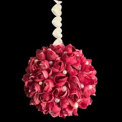 Pink Rosebud Flower Ball Hanging Pomander Kissing Ball Roses Flower Girl NEW