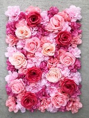12 Panels Set 3D 8x4ft Floral Flower Wall Backdrop Pink Decor Rose Panels
