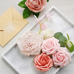 Pink Coral Foam Roses Peonies Assorted Silk Florals Artificial Flowers Box Party