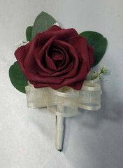 Burgundy Ivory Rose Eucalyptus Faux Foam Bridal Wedding Bouquet Accessories