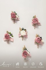 Ling’s Moment Boutonniere Set 6Pc Groom Groomsmen Wedding Artificial Flower