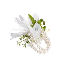 ARTIFICIAL CORSAGE Flower Rose Chrysanthemum Pearl Stretch Bracelet Wedding