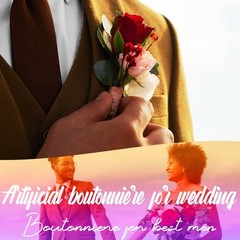 Pink Wedding Rose Boutonniere Men Groom Flower Pin Wedding Suit Decoration