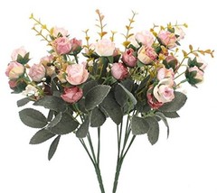 7 Branch1 Mini Rose Heads Artificial Flowers Bouquet Wedding Home 2 2 Pcs Pink
