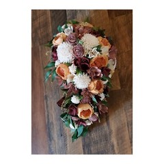 Fall Bridal Bouquet Cascade Sola Wood Burnt Orange Pink Burgundy Wedding Flowers