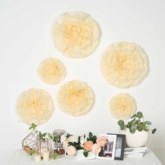 24 pack 7″ 9″ 11″ Ivory and Cream Tissue Paper Carnation Flowers Home Backdrop