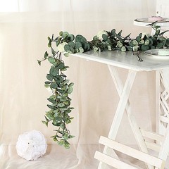 6 ft long Frosted Green Eucalyptus Foliage Garlands Silk Roses Greenery Party