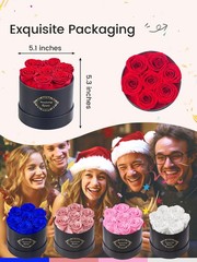 Beaulasting Long Lasting Preserved Roses in a Box Last a Year Black Box, Red