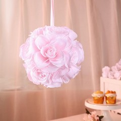 2 BLUSH 7″ Silk Roses Flowers Kissing Balls Wedding Events Centerpieces