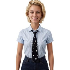 Black Pre-tied Ties with Artificial Pearls Adjustable Uniform Neckties C