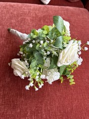 Artificial Bridal Bouquet + 2 Coursage Handmade