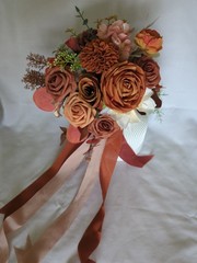 Terracotta Bridal Bouquet Artificial Silk Foam Flowers