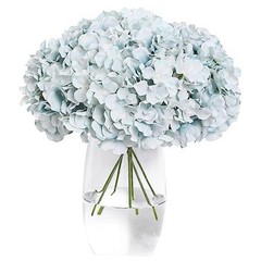 Hydrangea Artificial Flowers -12 pcs Realistic Fake Hydrangeas Silk Light Blue