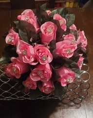 Bling Crystal Wedding Bouquet Matching Bling Boutonere Bling Pink Rose Bouquet