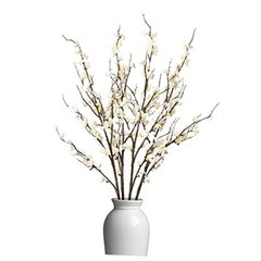 4Pcs Cherry Blossom Branches Artificial Flowers for Spring Summer Indoor White