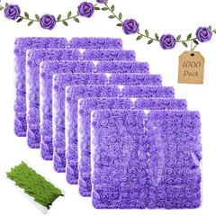 1000 Pcs 0.6 Inch Mini Fake Rose Head with Gauze Small Foam 15. Purple