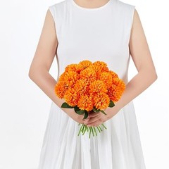 12 Pcs Artificial Chrysanthemums Flowers Ball Flower Fake Mums Silk for Orange
